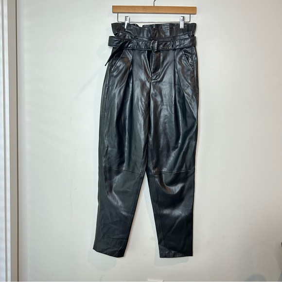 [BLANKNYC] Womens Vegan Leather Straight Leg Paperbag Pant - Picture 2 of 6
